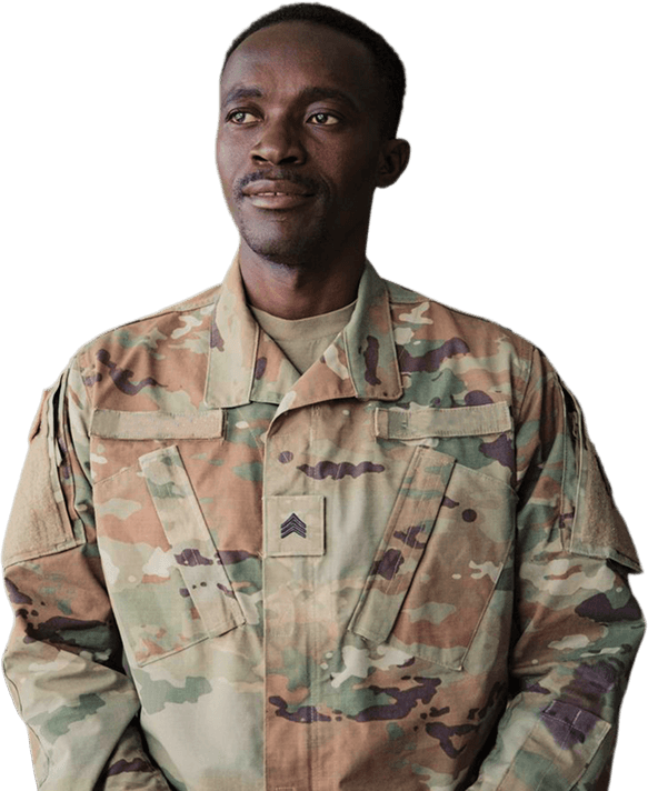 Service member representing career support for the military community