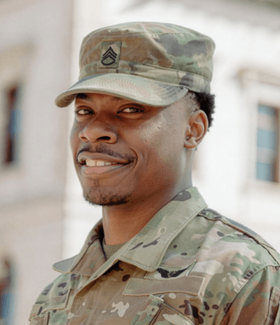 Smiling Army service member in uniform